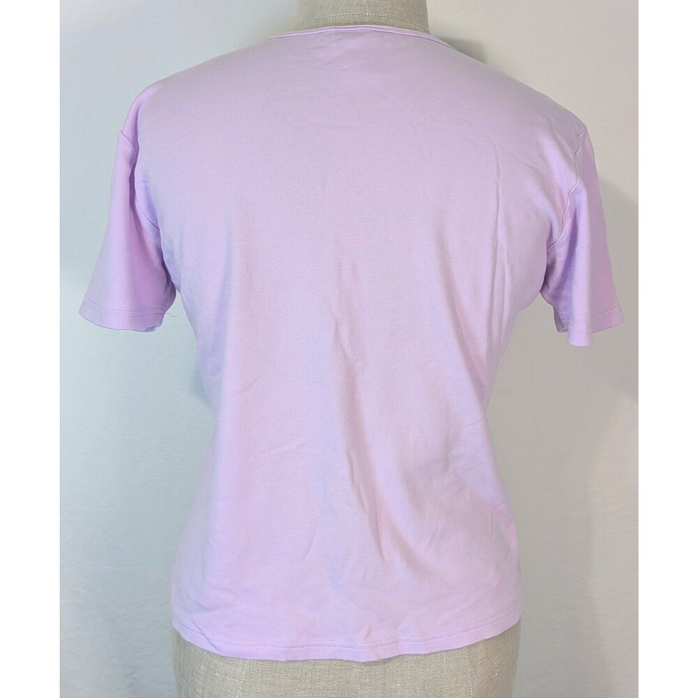 Talbots Lavender 100% Cotton Short Sleeve Crewneck T-Shirt Women's Size Large - Picture 3 of 5